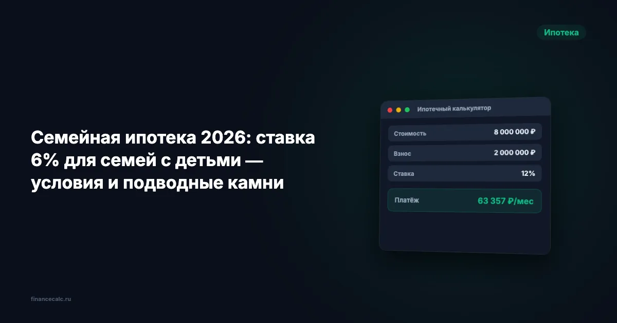 Семейная ипотека 2026: ставка 6% для семей с детьми — условия и подводные камни