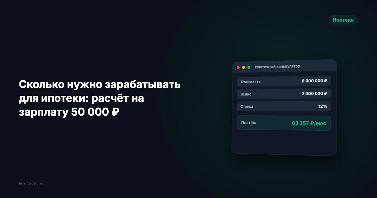 Сколько нужно зарабатывать для ипотеки: расчёт на зарплату 50 000 ₽