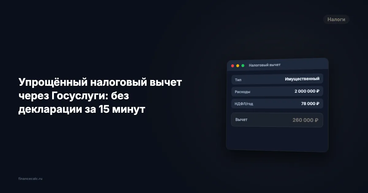 Упрощённый налоговый вычет через Госуслуги: без декларации за 15 минут