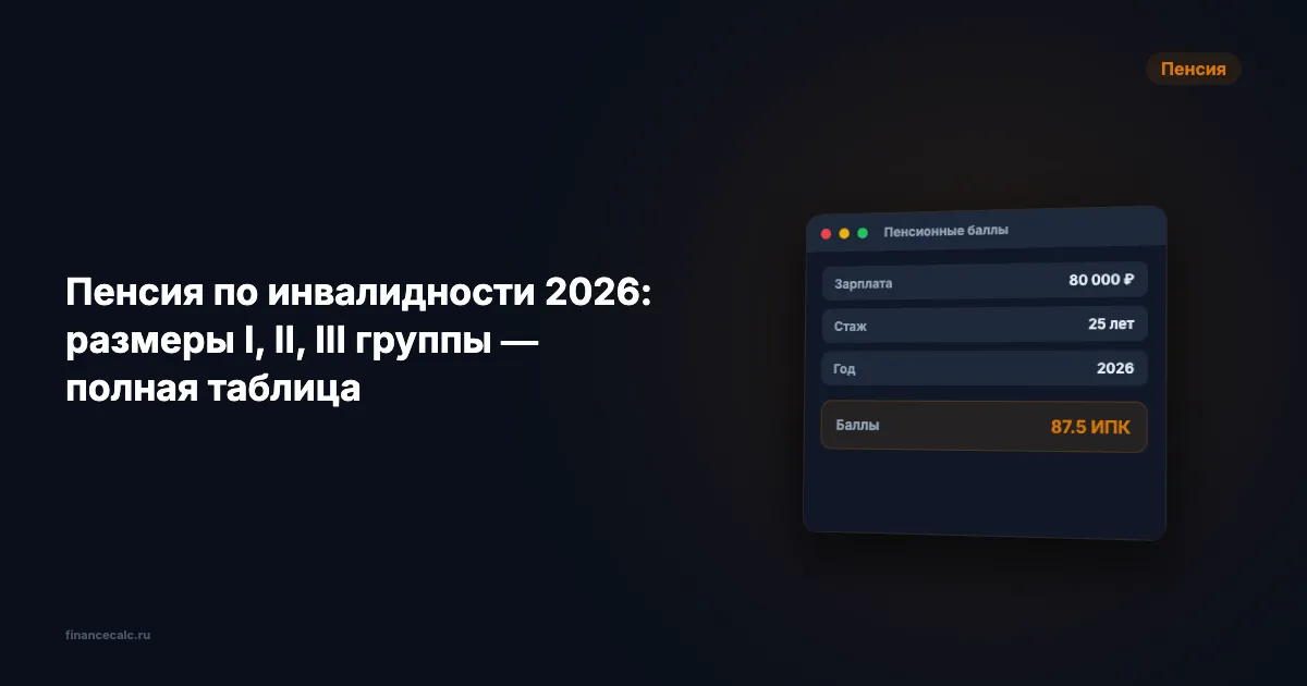 Пенсия по инвалидности 2026: размеры I, II, III группы — полная таблица