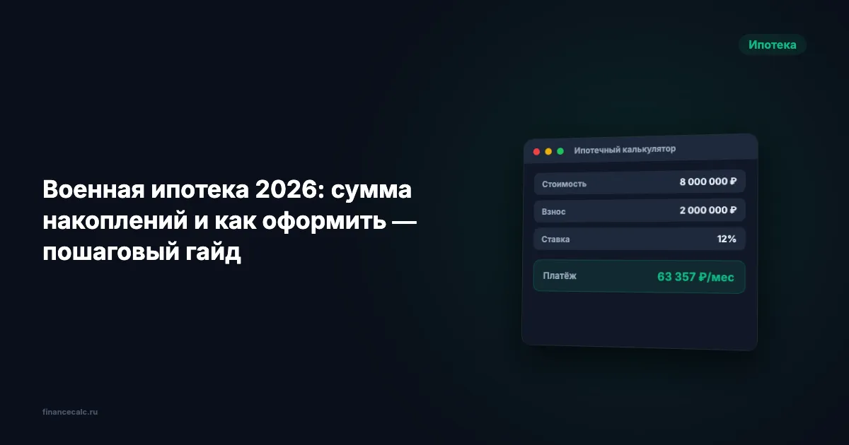 Военная ипотека 2026: 411 185 ₽ в год от государства — как оформить и не потерять