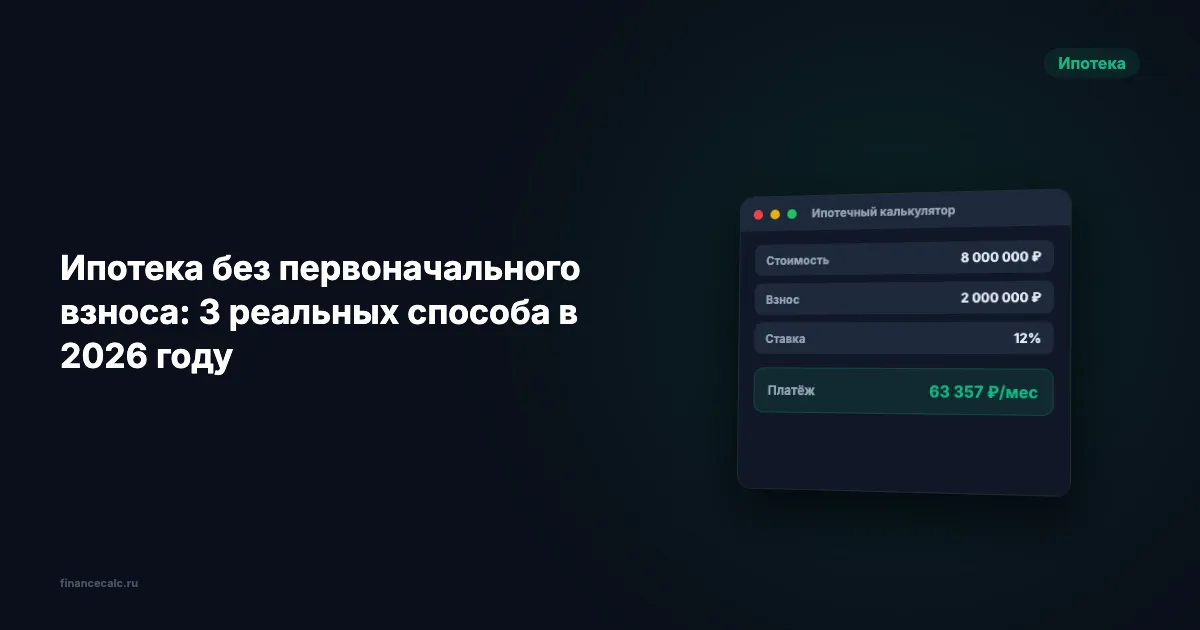 Ипотека без первоначального взноса: 3 реальных способа в 2026 году