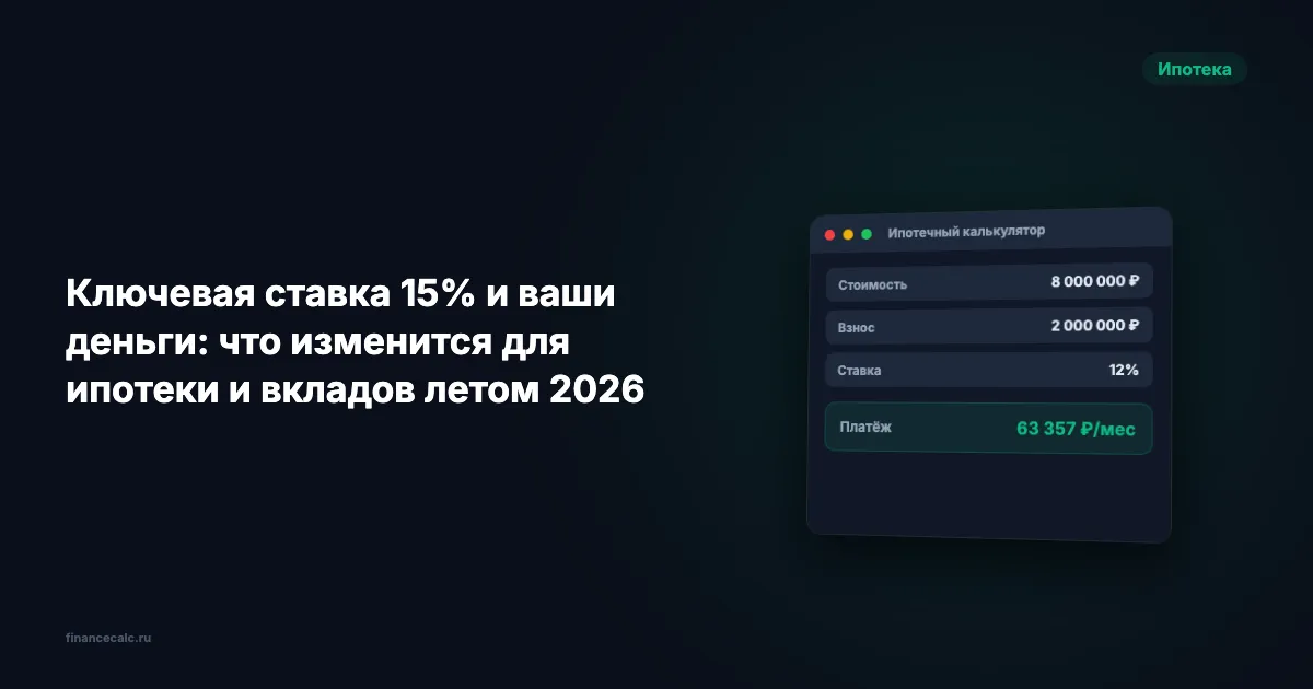 Ключевая ставка 14,5% летом 2026: что меняется для вклада и ипотеки на 5 млн