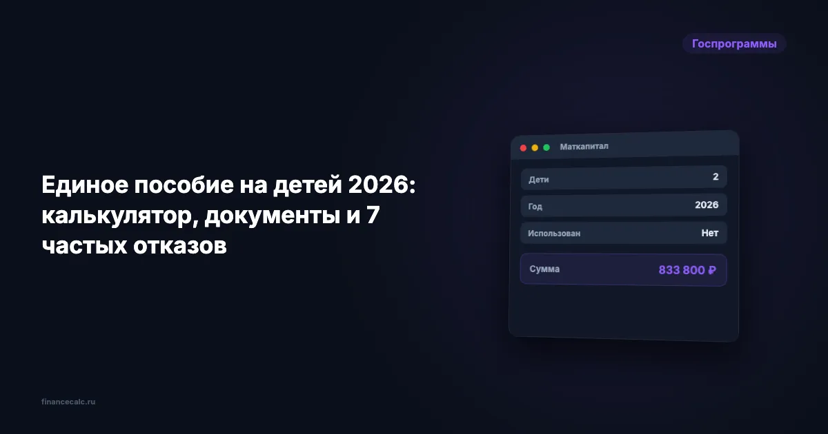 Единое пособие 2026: до 18 371 ₽ на ребёнка и 7 причин отказа