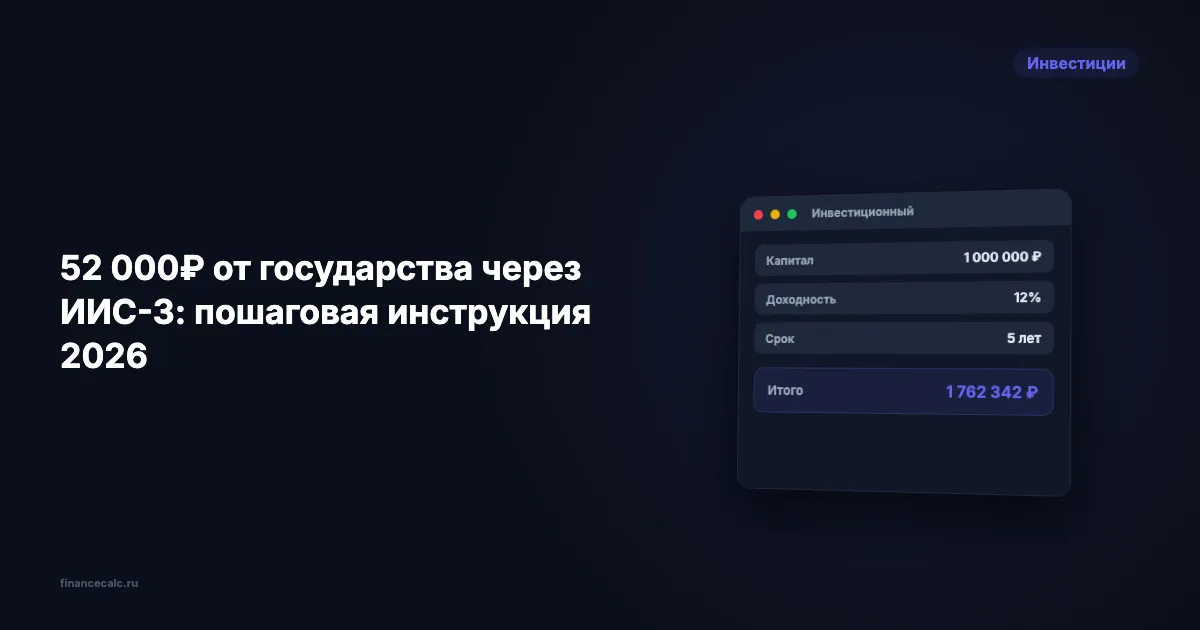 52 000 ₽ от государства через ИИС-3: пошаговая инструкция 2026