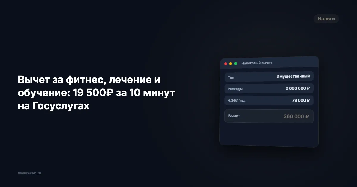 Вычет за фитнес, лечение, обучение: 19 500 ₽ через Госуслуги