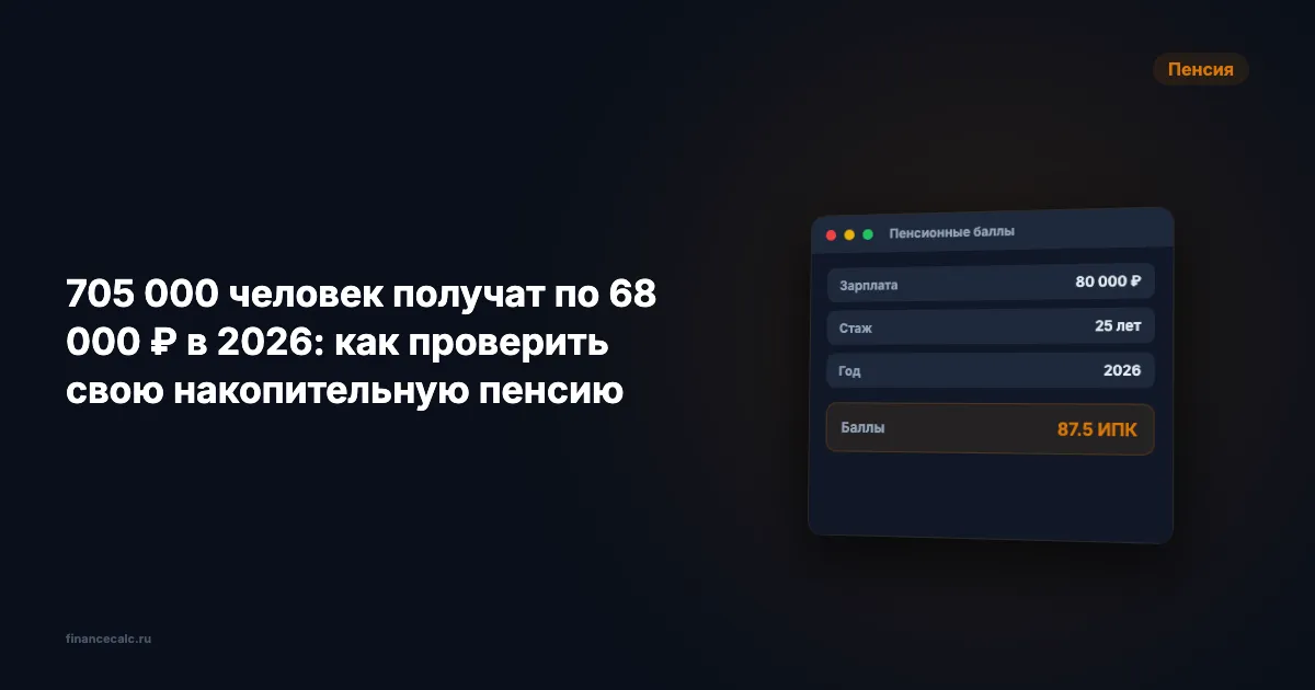 705 000 человек получат в среднем 68 000 ₽ в 2026: как проверить свою накопительную пенсию