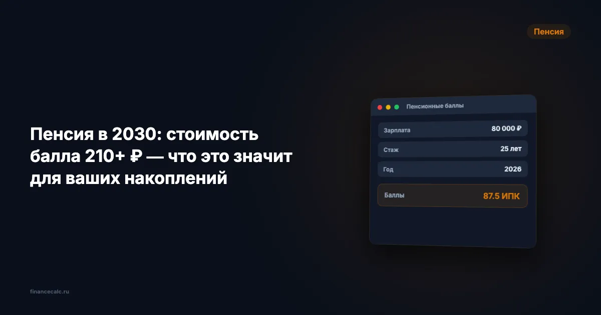 Пенсия в 2030: балл 210 ₽ — сколько реально получите через 4 года