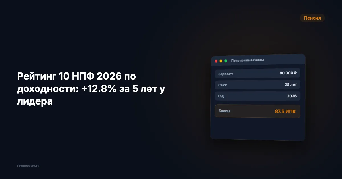 Рейтинг 10 НПФ 2026 по доходности: 8,6% годовых у лидера за 5 лет