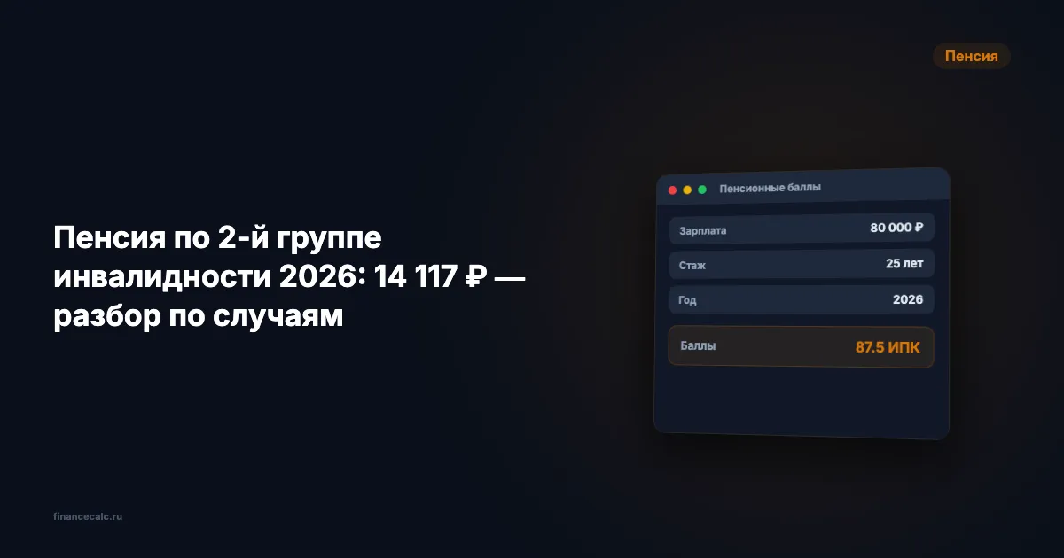 Пенсия по 2-й группе инвалидности 2026: 14 115 ₽ — разбор по случаям