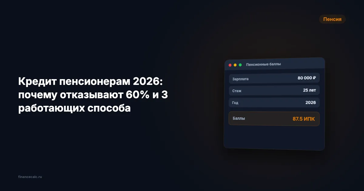 Кредит пенсионерам в 2026: почему отказывают до 60% и 3 работающих способа