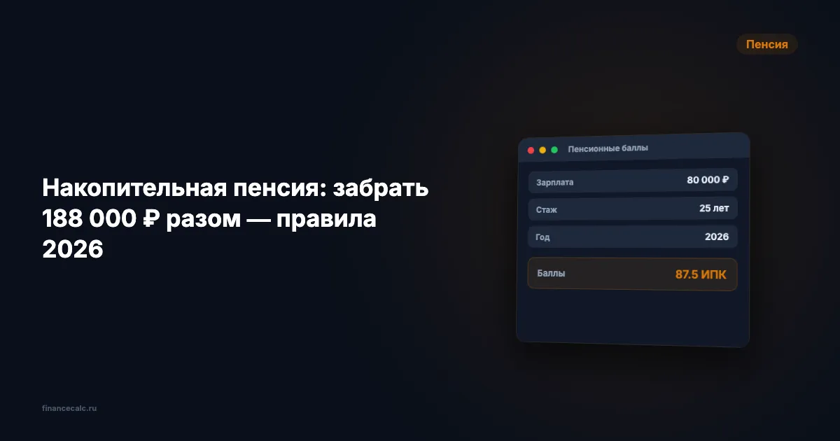 188 000 ₽ накопительной пенсии: как забрать всю сумму одним платежом в 2026