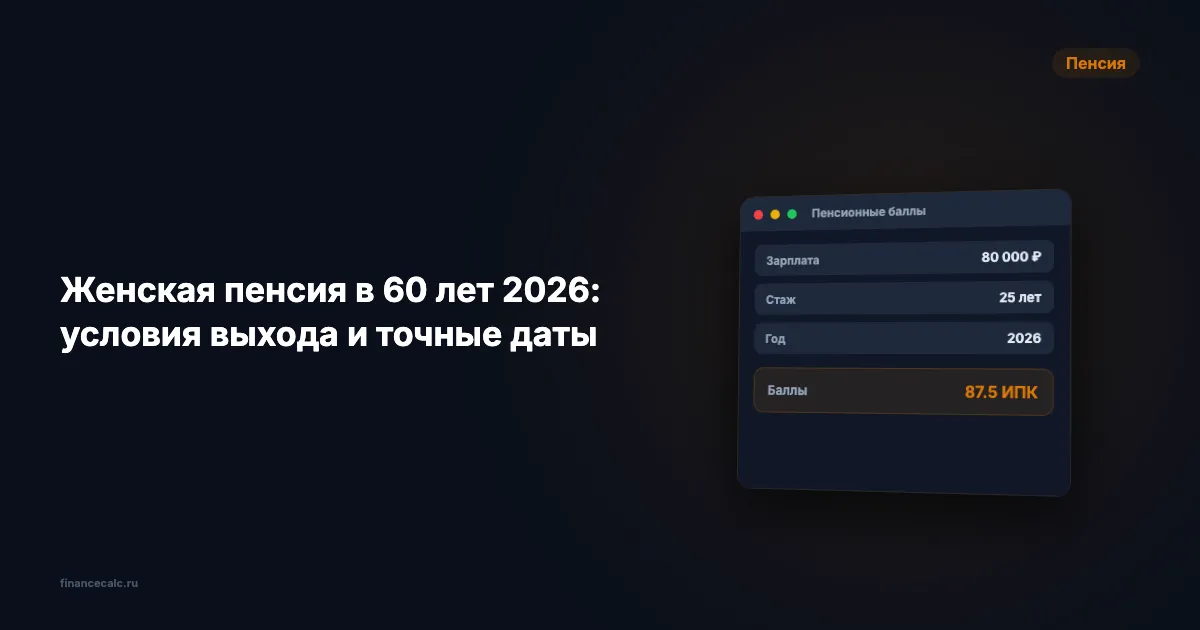 Женская пенсия в 60 лет 2026: 4 категории, кому положено сейчас — и точные даты