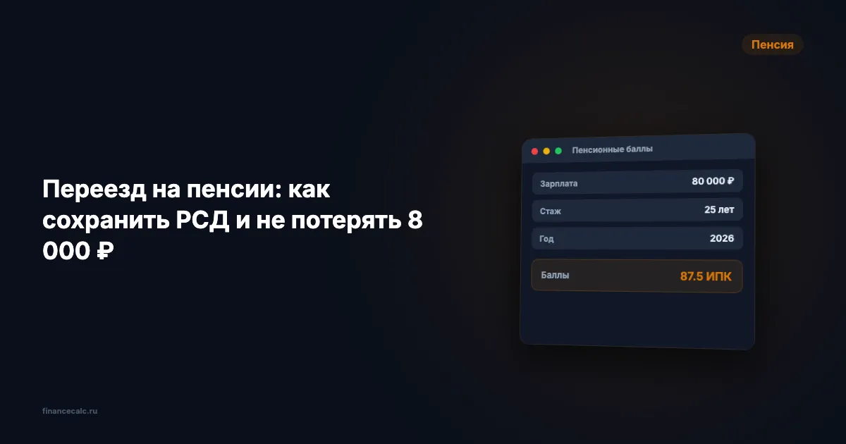 Переезд на пенсии: как сохранить РСД и не потерять 8 000 ₽ в месяц