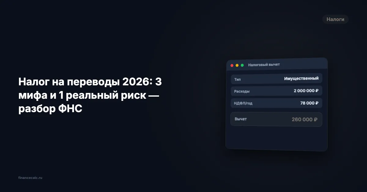 Налог на переводы 2026: 3 мифа и 1 реальный риск — разбор ФНС