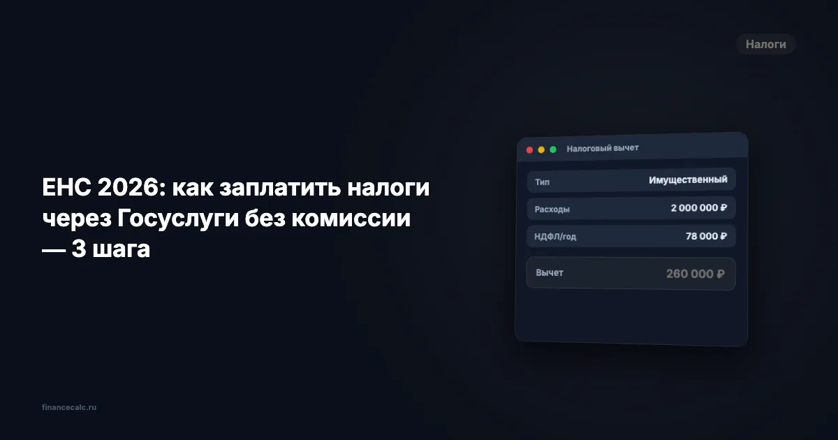 ЕНС 2026: как заплатить налоги через Госуслуги без комиссии — 3 шага