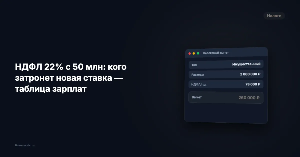 НДФЛ 22% с 50 млн: кого затронет новая ставка — таблица зарплат