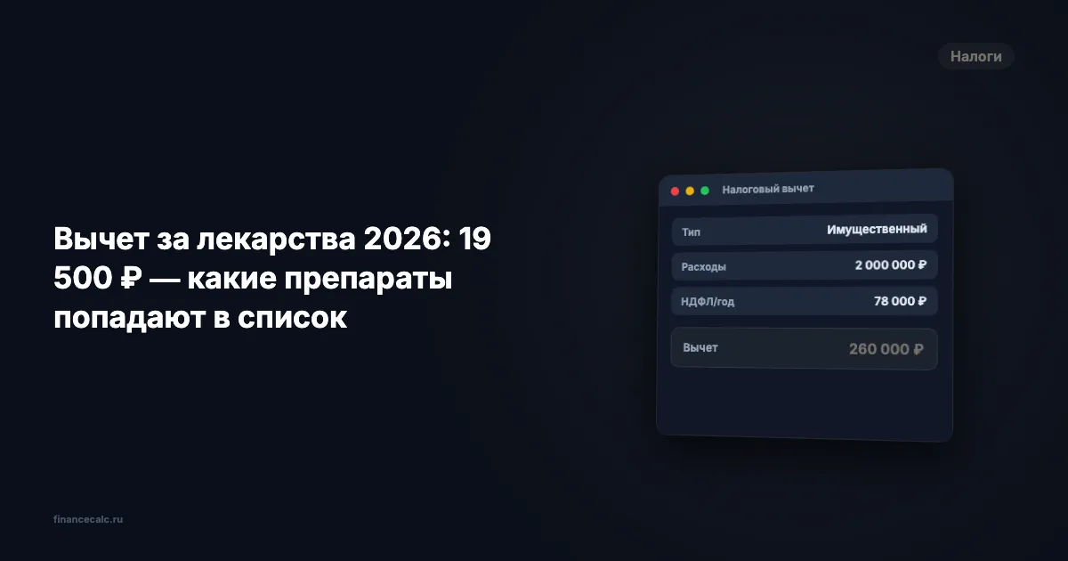 Вычет за лекарства 2026: до 19 500 ₽ — какие препараты попадают в список