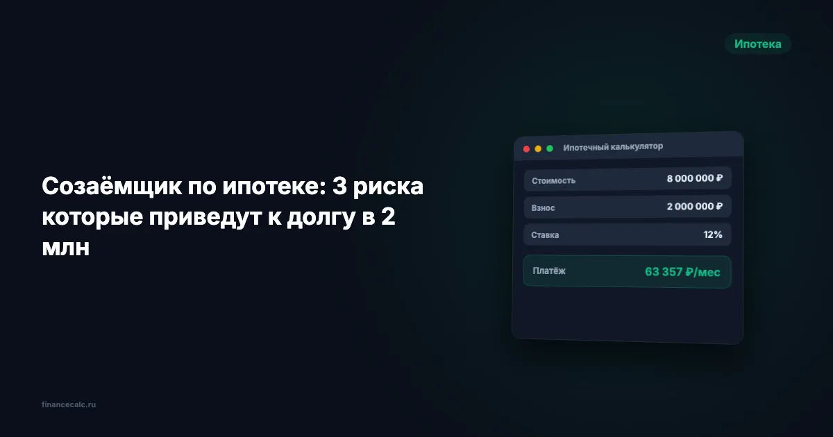 Созаёмщик по ипотеке: 3 риска, которые приведут к долгу в 2 млн