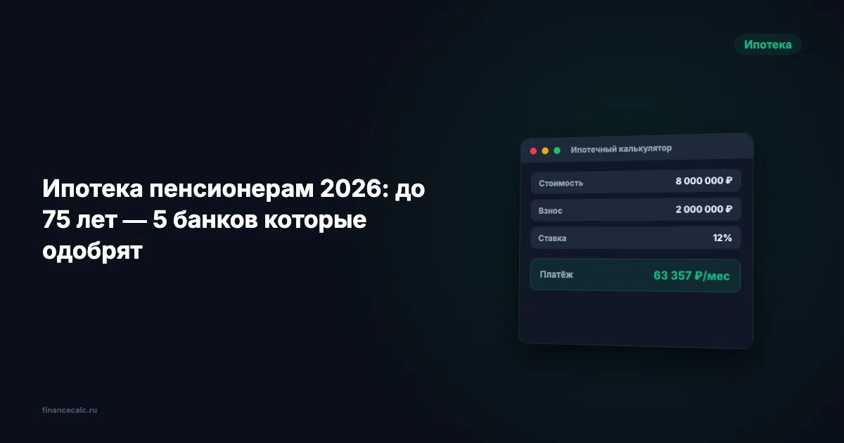 Ипотека пенсионерам 2026: до 75 лет — 5 банков которые одобрят