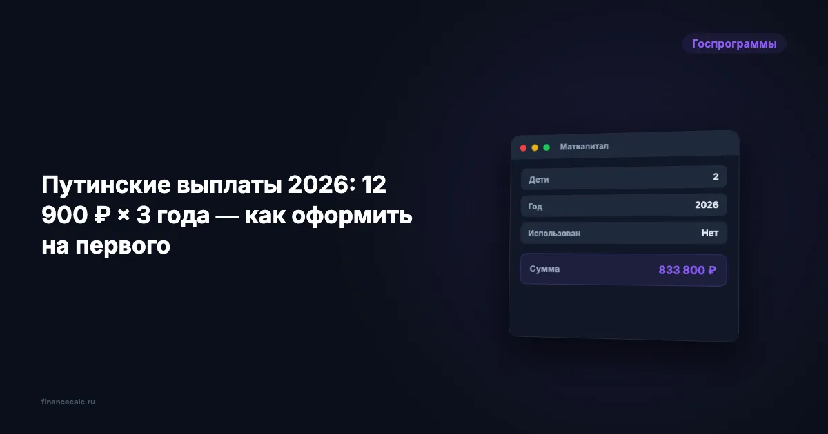 Путинские выплаты 2026: до 18 371 ₽ на первого ребёнка — что реально работает