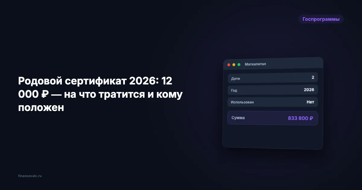 Родовой сертификат 2026: 12 000 ₽ — на что тратится и кому положен