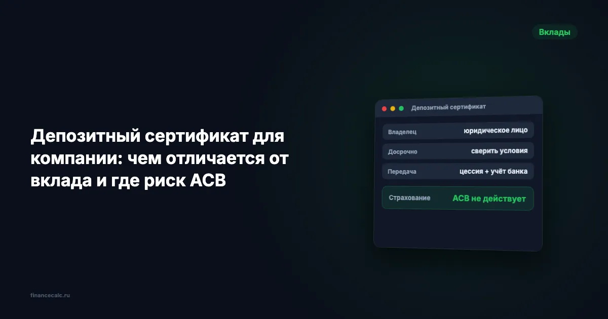 Депозитный сертификат для компании: чем отличается от вклада и где риск АСВ