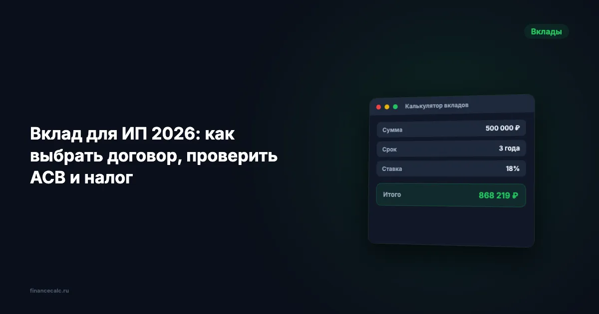 Вклад для ИП 2026: как выбрать договор, проверить АСВ и налог