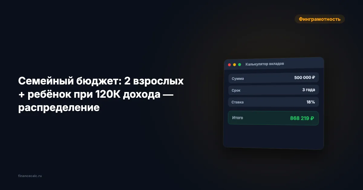 Семейный бюджет на 120 000 ₽: разбираем по статьям семью из 3 человек — где остаётся 8 000 на накопления