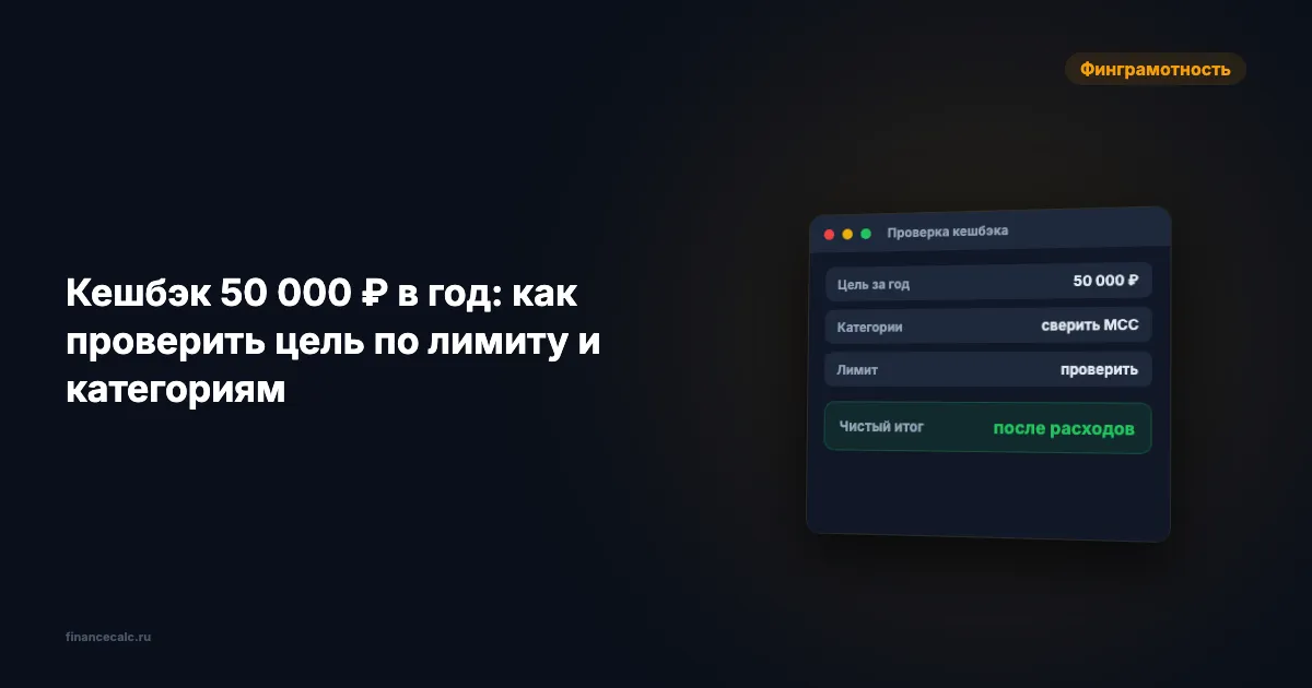 Кешбэк 50 000 ₽ в год: как проверить цель по лимиту и категориям