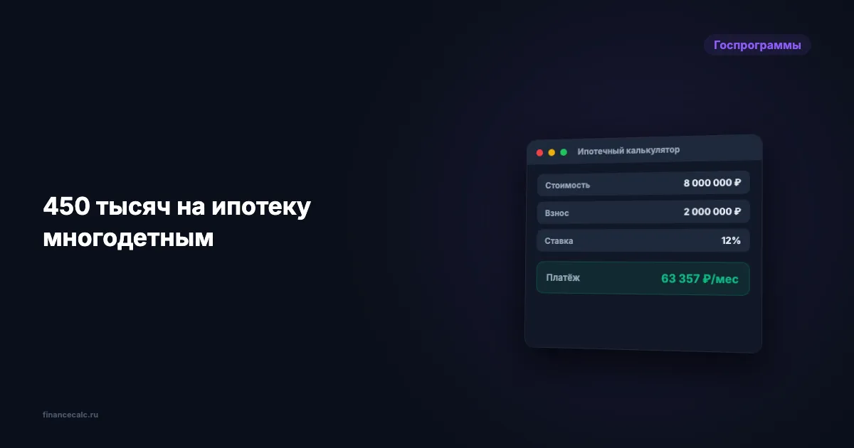 450 тысяч на ипотеку многодетным: как получить и сэкономить