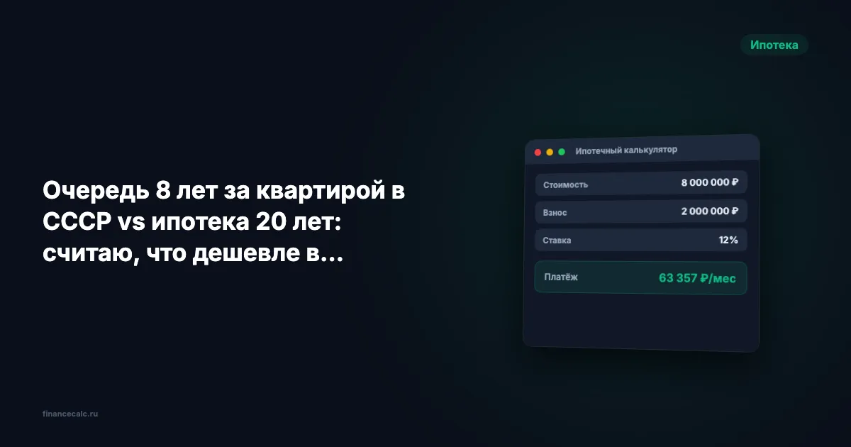 Квартира в СССР и ипотека на 20 лет: почему их нельзя сравнить одной цифрой
