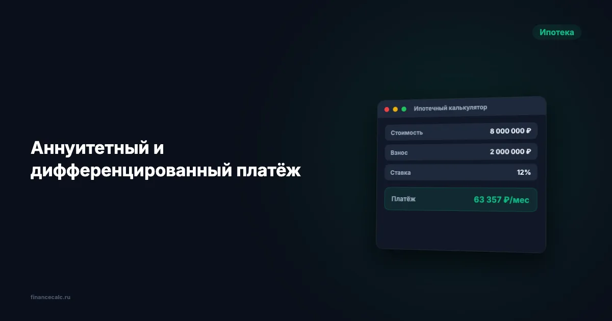 Аннуитетный и дифференцированный платёж: в чём разница