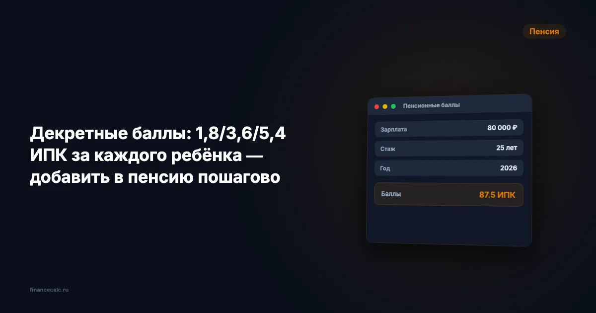 Декретные баллы в 2026 году: когда уход за ребёнком увеличит пенсию, а когда заменит стаж