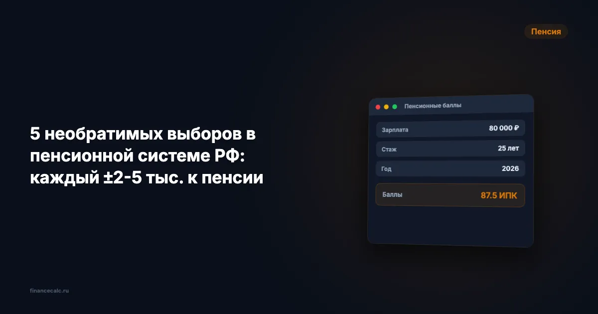 5 необратимых выборов в пенсионной системе РФ: каждый ±2–5 тыс. к пенсии