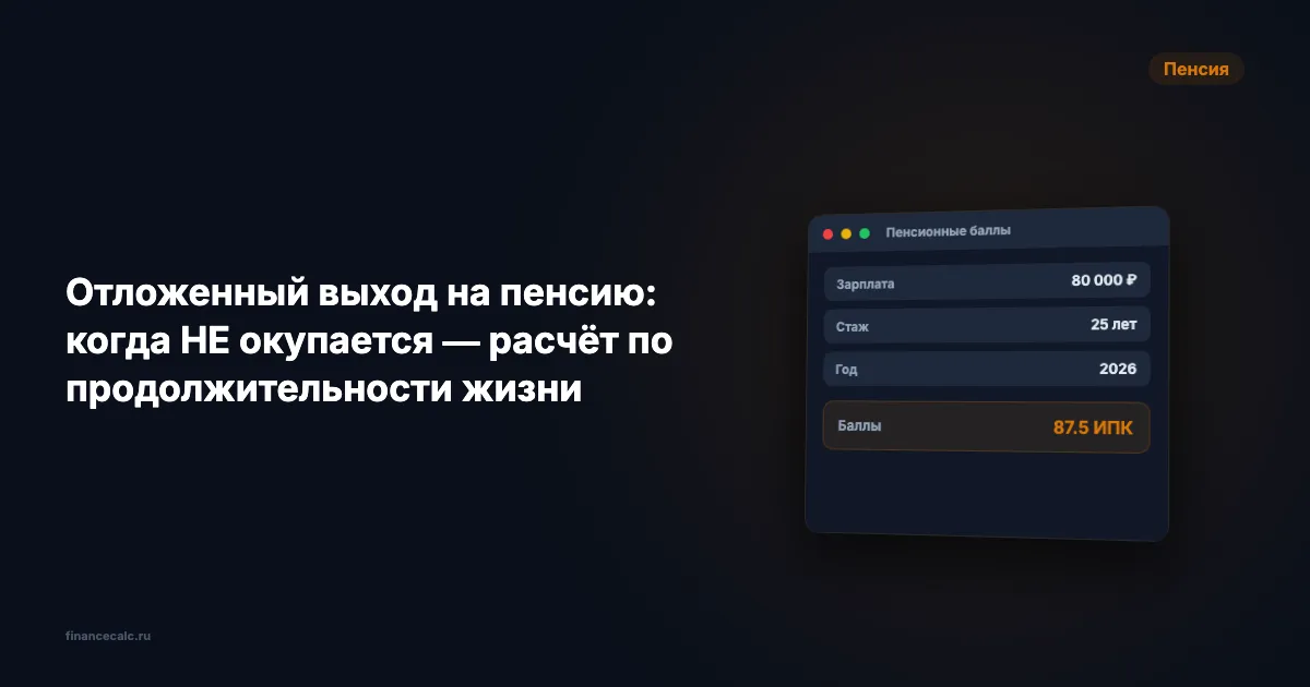 Отложить пенсию на 5 лет = +1,42 ИПК и +1,36 ФВ. Но мужчине 1962 г.р. это НЕ окупится