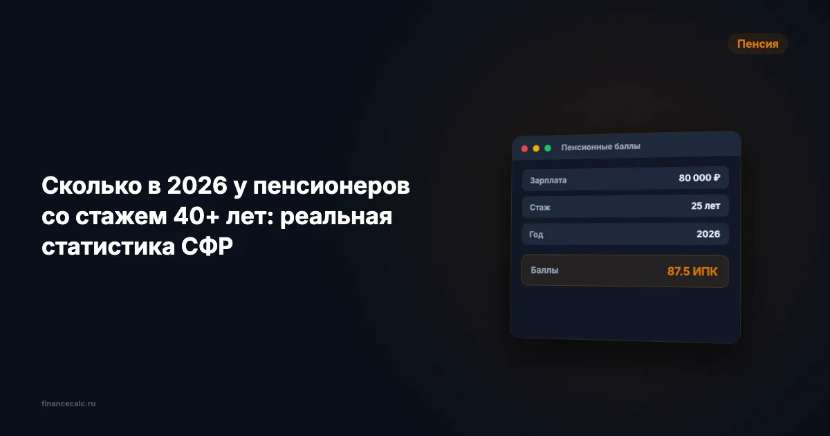 Пенсия со стажем 40+ лет в 2026: реальная статистика СФР — от 18 606 ₽ в Дагестане до 41 932 ₽ на Чукотке