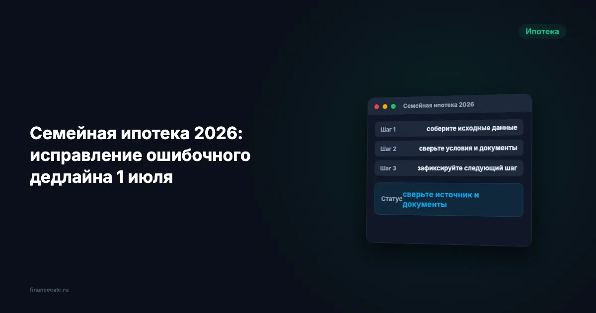 Семейная ипотека 2026: исправление ошибочного дедлайна 1 июля