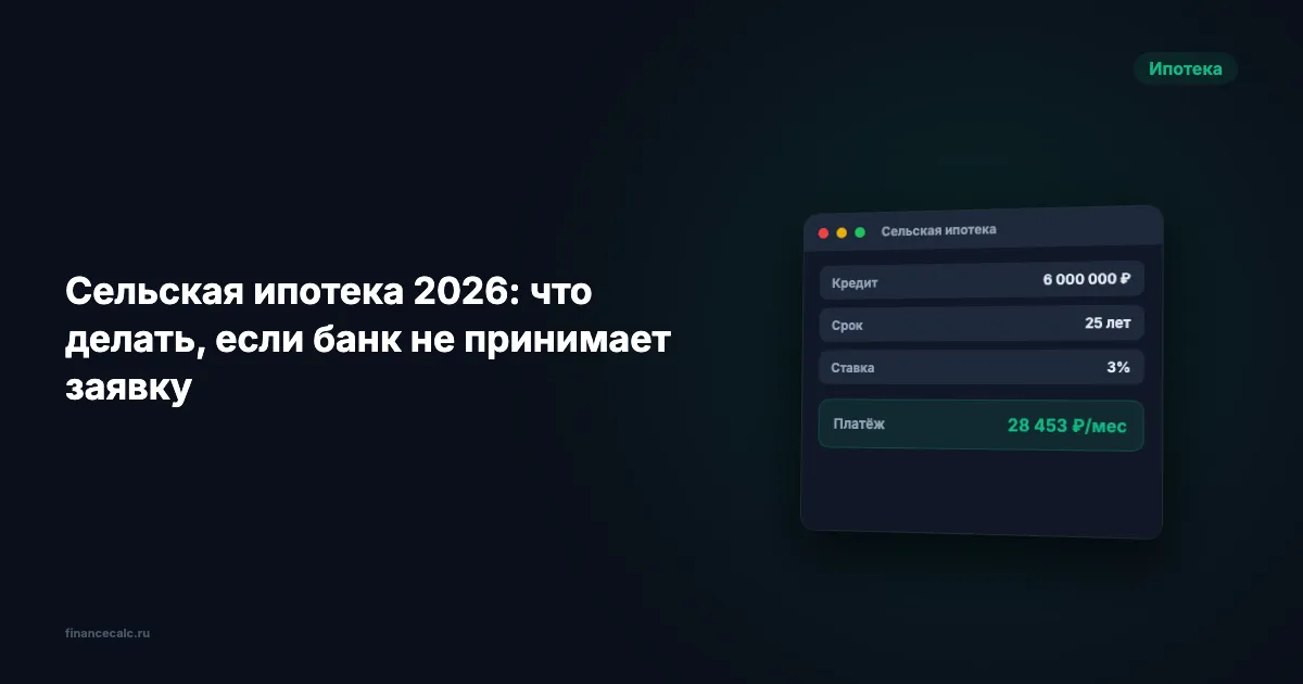 Сельская ипотека 2026: что делать, если банк не принимает заявку