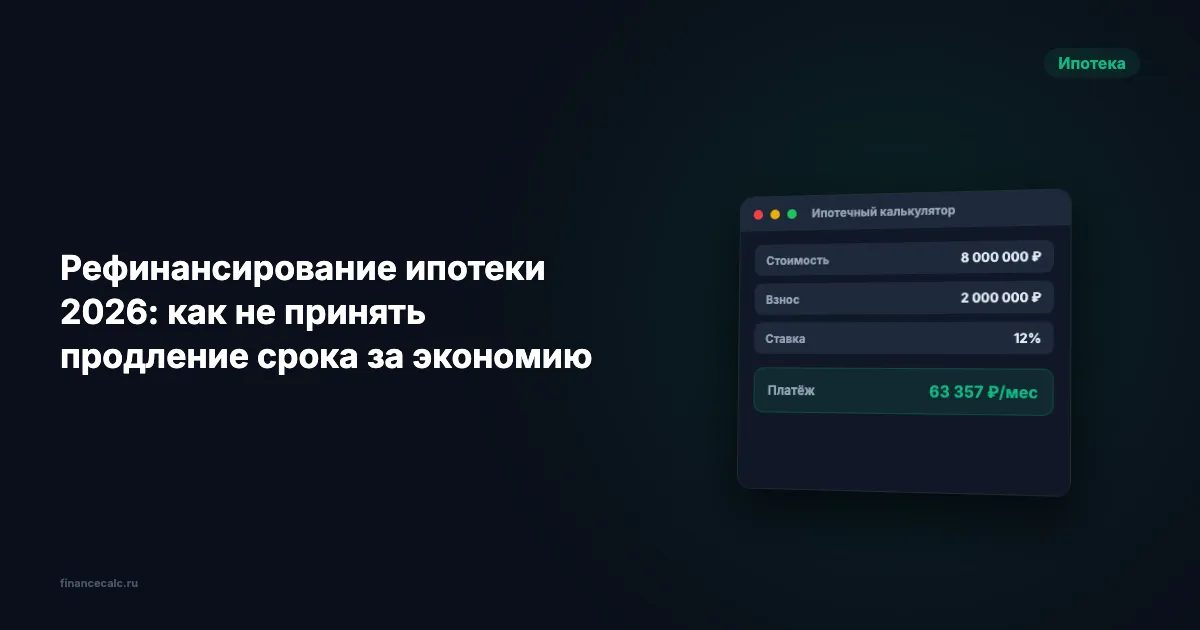 Рефинансирование ипотеки 2026: как не принять продление срока за экономию