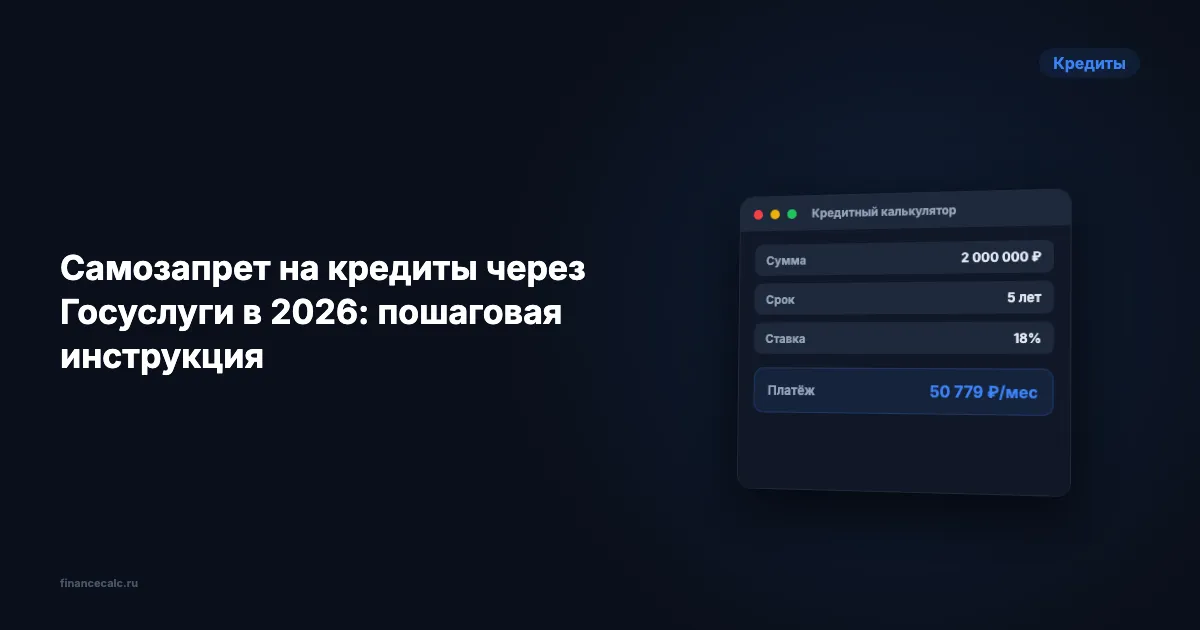 Самозапрет на кредиты через Госуслуги в 2026: пошаговая инструкция за 5 минут