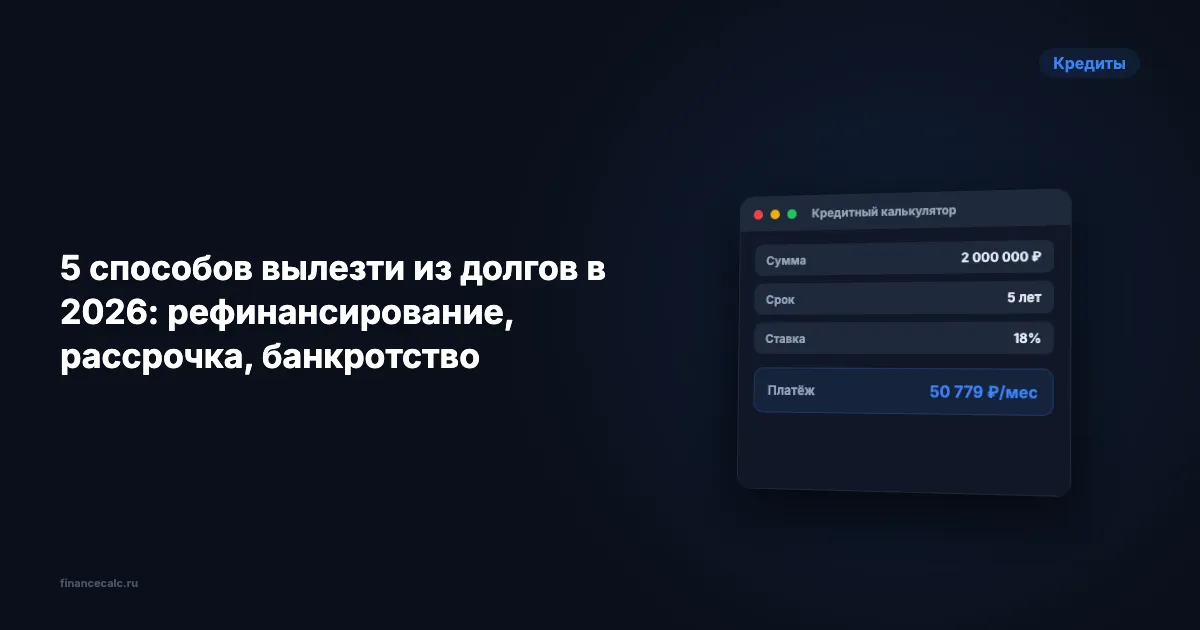 Как выйти из долгов в 2026: 5 способов и где банкротство крайний шаг