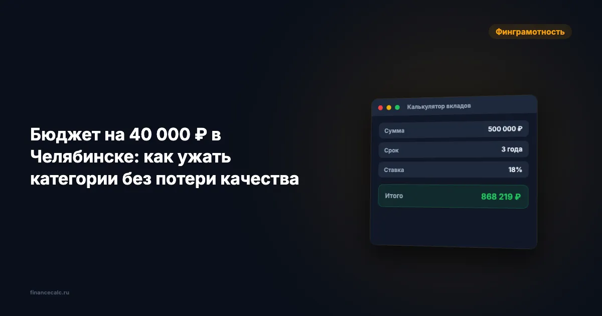 Бюджет 40000 в Челябинске: 5 категорий без жёсткой экономии