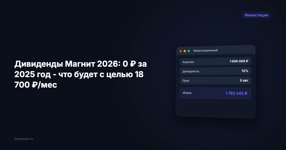 Дивиденды Магнит 2026: 0 ₽ за 2025 год - что будет с целью 18 700 ₽/мес