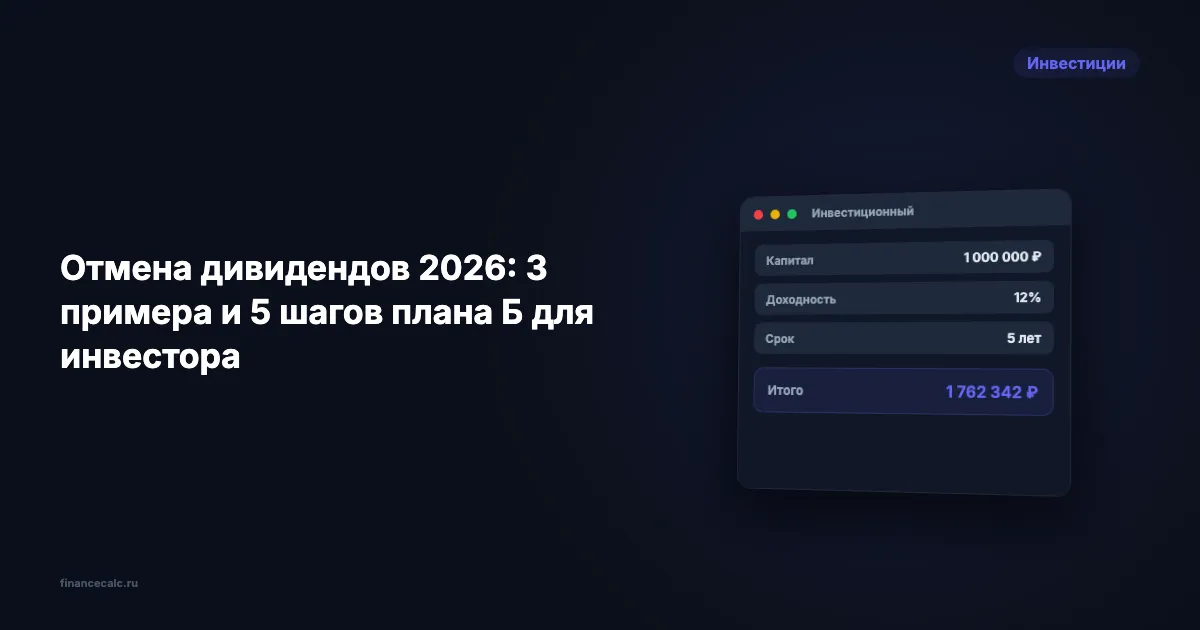 Отмена дивидендов 2026: 3 примера и 5 шагов плана Б для инвестора