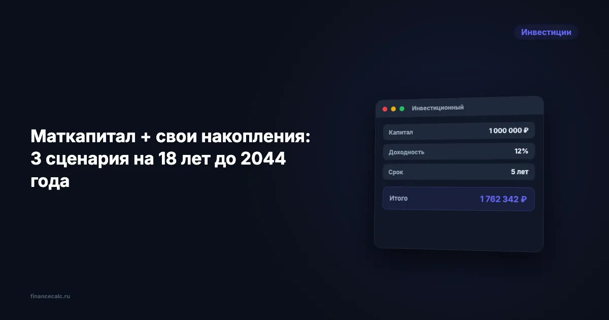 Маткапитал + свои накопления: 3 сценария на 18 лет до 2044 года