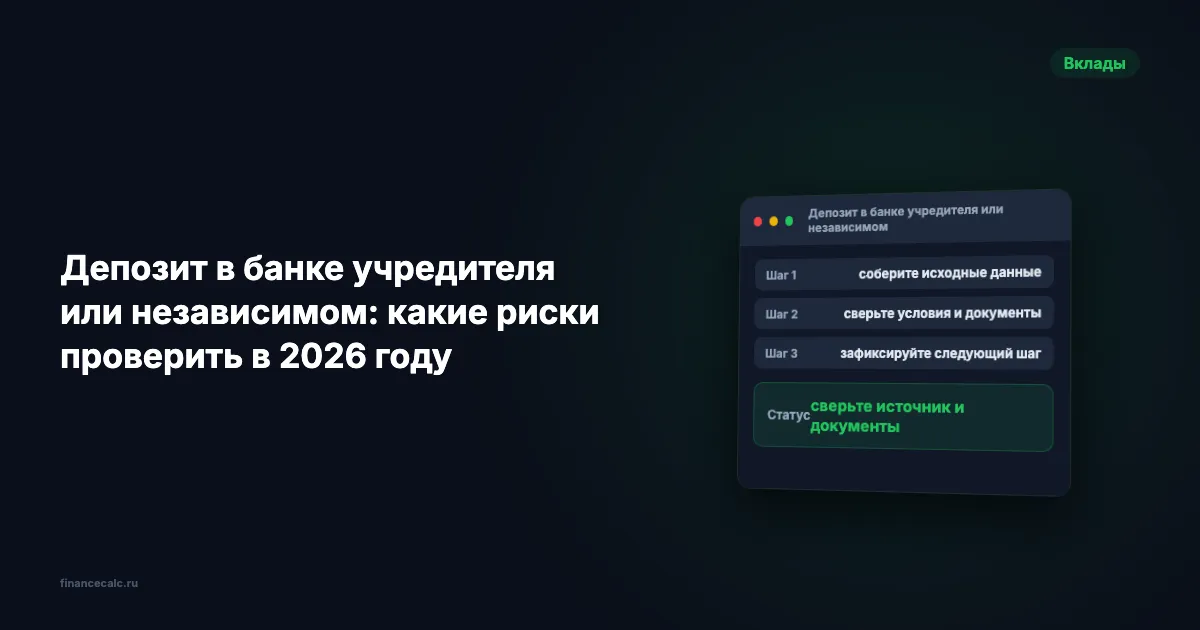 Депозит в банке учредителя или независимом: какие риски проверить в 2026 году