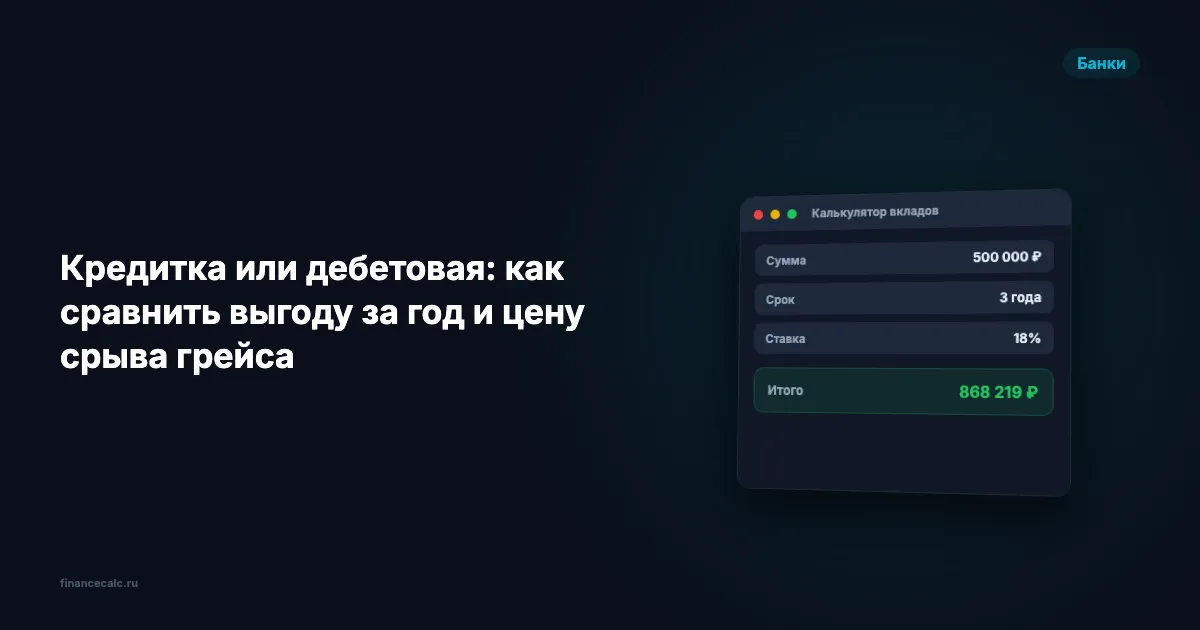 Кредитка или дебетовая: как сравнить выгоду за год и цену срыва грейса