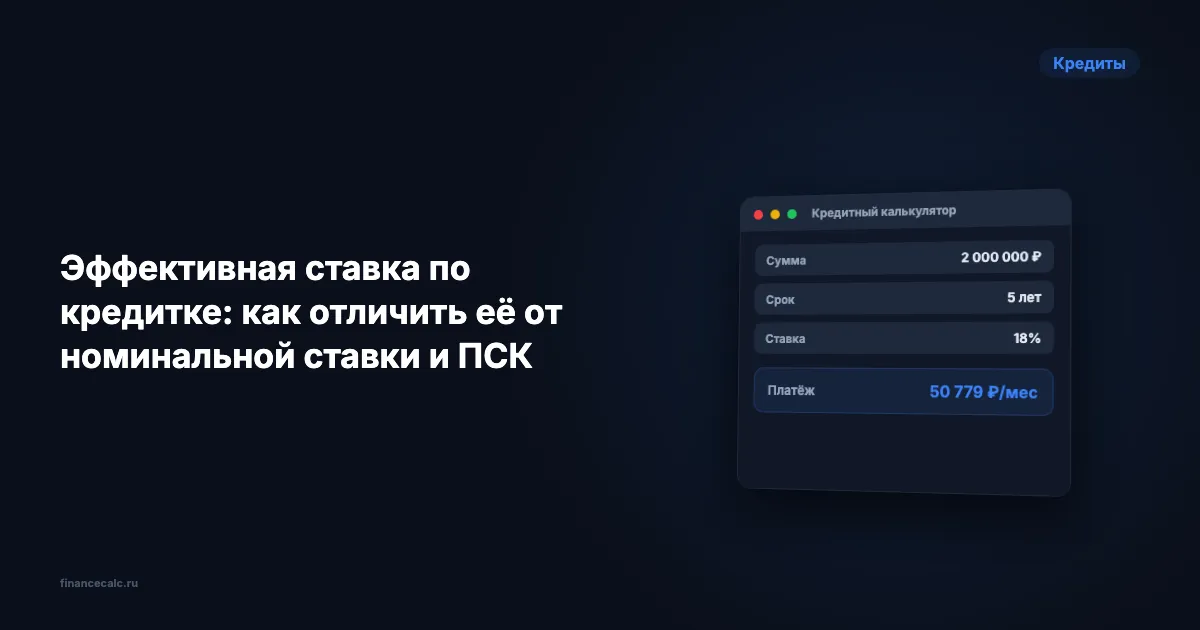 Эффективная ставка по кредитке: как отличить её от номинальной ставки и ПСК