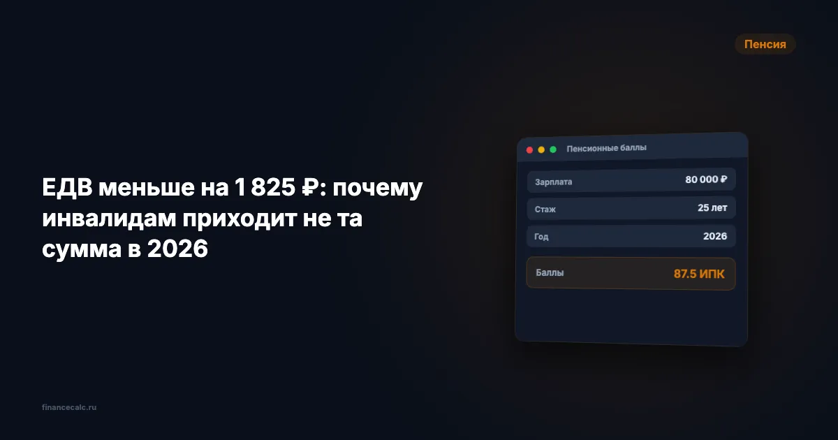 ЕДВ меньше на 1 825 ₽: почему инвалидам приходит не та сумма в 2026